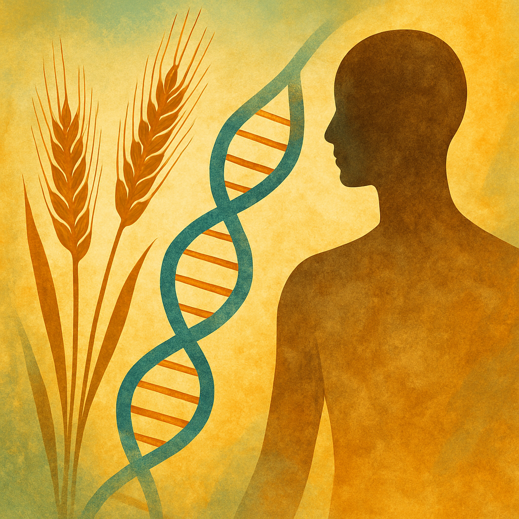 An artistic representation of grain and DNA shaping human vitality